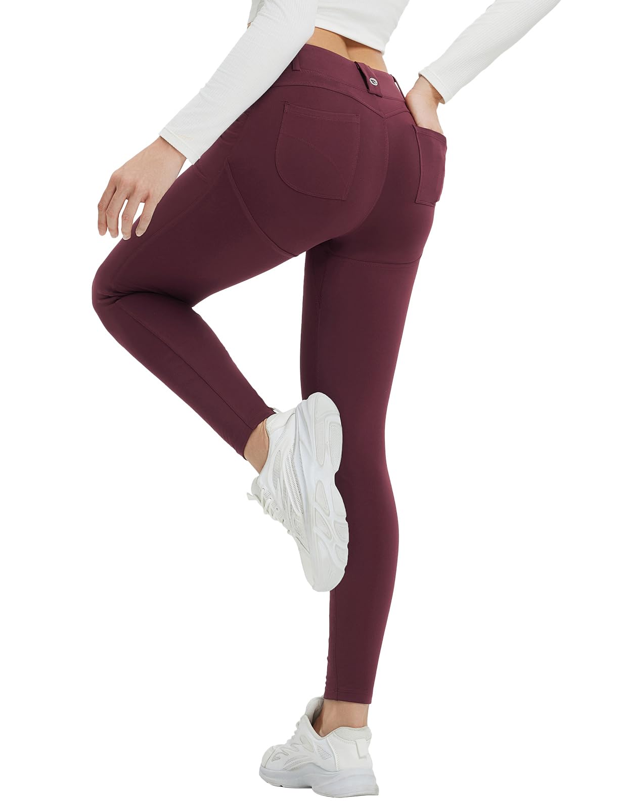 baleaf Leggings termici da donna a vita alta, leggings sportivi con tasche foderate in pile, per allenamento all'aperto, slim fitness