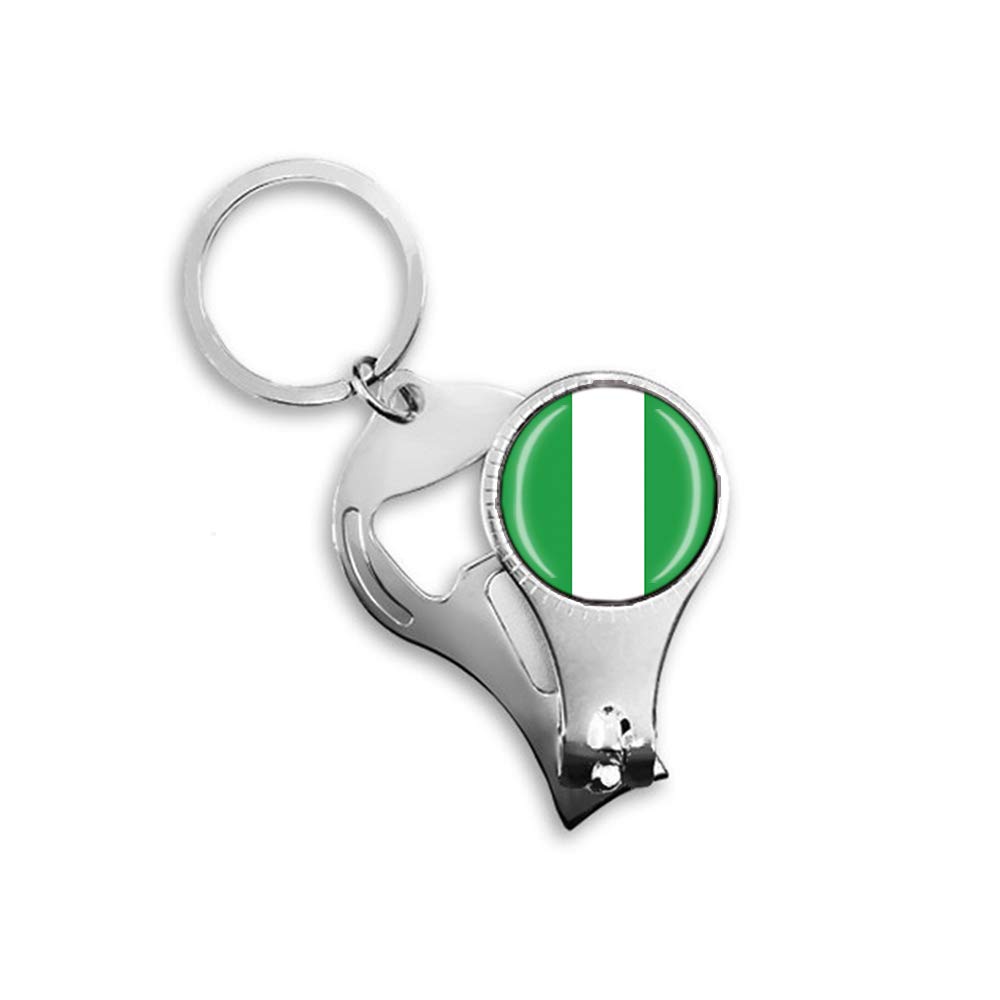 Nigeria Flag Beer Bottle Opener Nail Clippers Metal Glass Crystal Keychain Travel Souvenir Gift Keyring Accessories