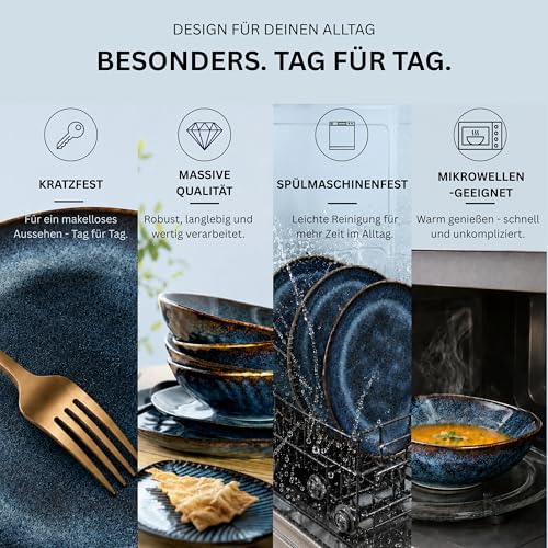 Sänger Tokio Geschirrset für 4 Personen, Teller Set 12-teilig, Dunkelblau – Bild 3