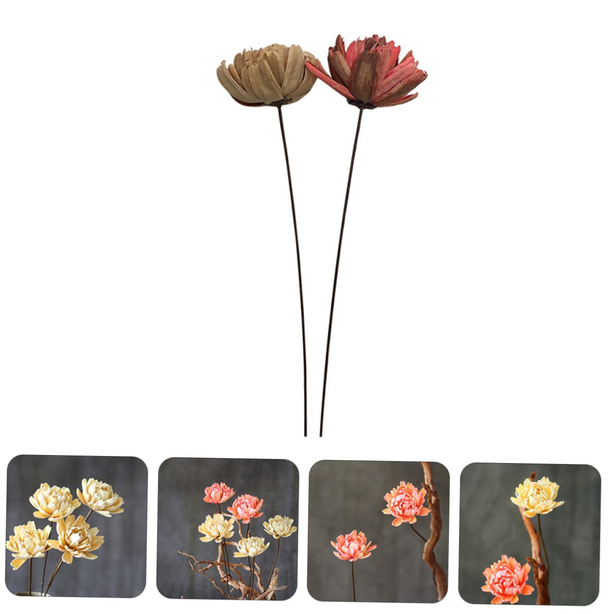 Cabilock Lot de 2 Mini Bouquets de Fleurs Artificielles Séchées Naturelles Décoration pour La Maison Un Mariage