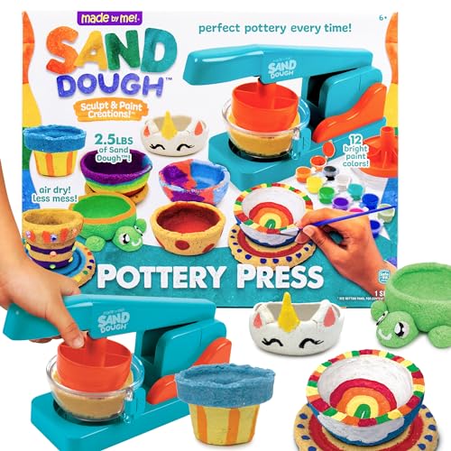 Image of Made By Me! Sand Dough Sculpt & Paint Creations! Pottery Press, Sand Dough Bowl Kit, Paint & Create Your Own Pottery, Mess-Free Pottery Kit for Kids, Great Arts & Craft Activity for Ages 6, 7, 8, 9