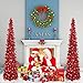N&T NIETING Christmas Tree, 5ft Collapsible Pop Up Red Tinsel Christmas Tree Coastal Christmas Tree for Holiday Xmas Decorations, Home Display, Office Decor