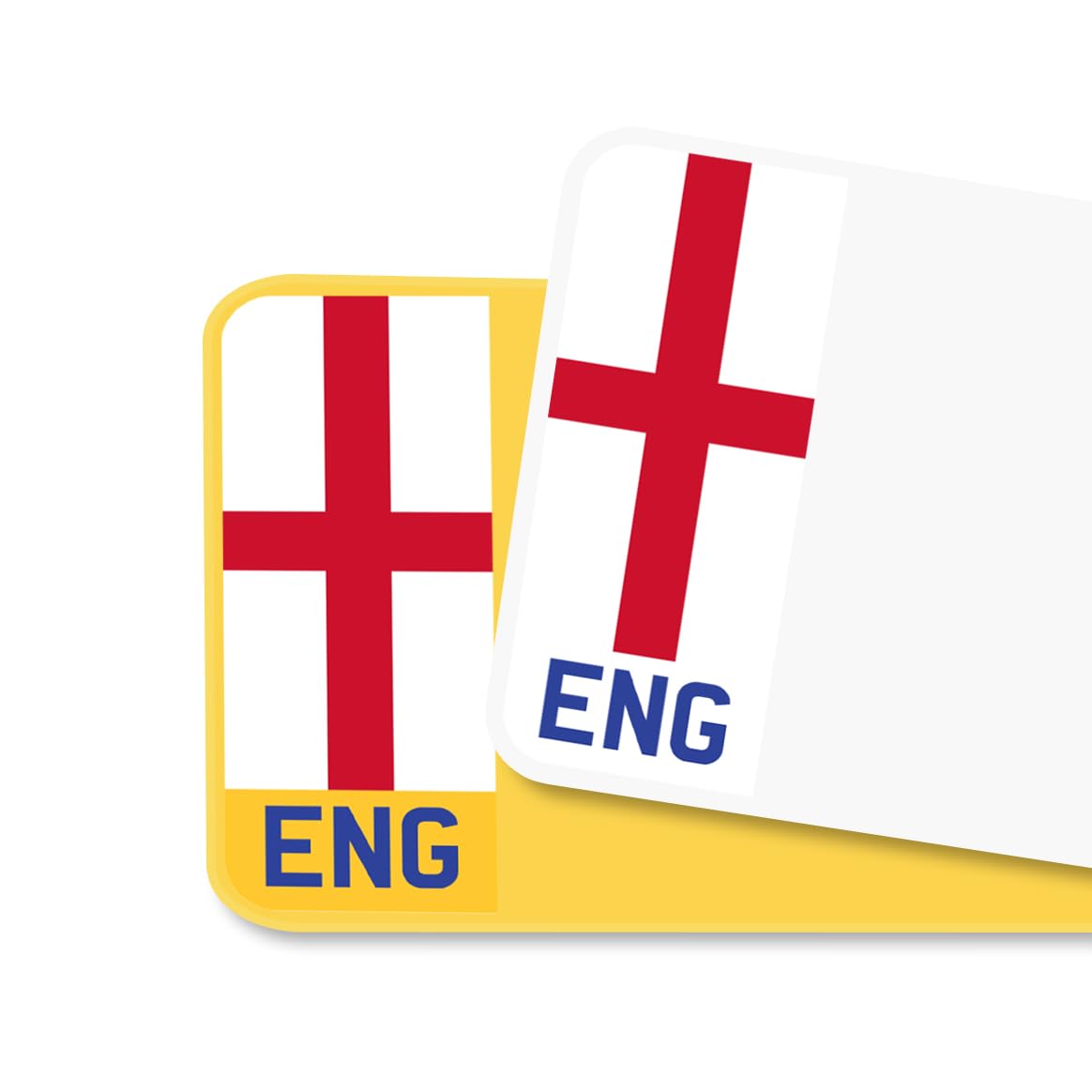 St. George's Cross Flag Car Number Plate Decorative Vinyl Stickers – Premium Bubble-Free Adhesive Decals – ENG Set of 2 (F&R) – Weatherproof, Easy Application – Made in UK (ENG, Neutral)