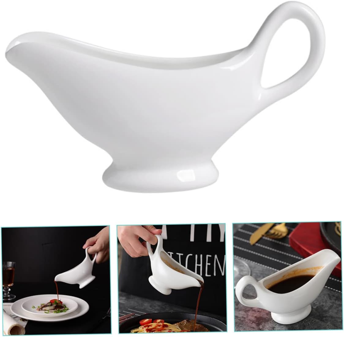 Ceramic Gravy Boat Condiment Cup 160ml White for Mustard Oil