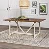 Walker Edison Modern Farmhouse Dining Table Wood Small Dining Room Table Sets Dining Chairs. 72 Inch. White and Rustic Oak