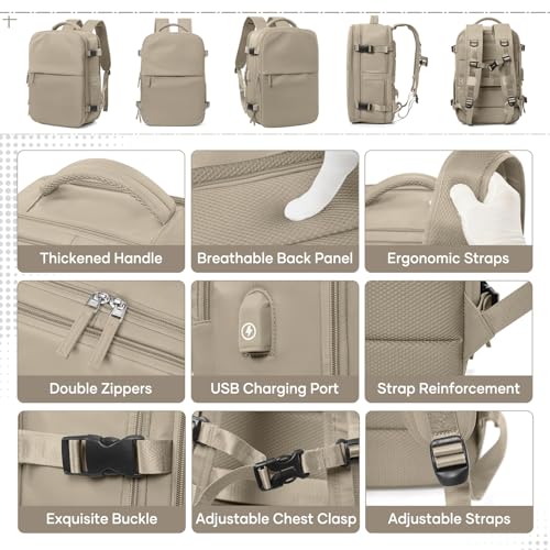 Image of Vacuum Travel Backpack with Pump for Women Men, Carry on Air Backpack for Flight Approved, Personal Item Luggage Backpacks Tiktok Backpacks - Coffee