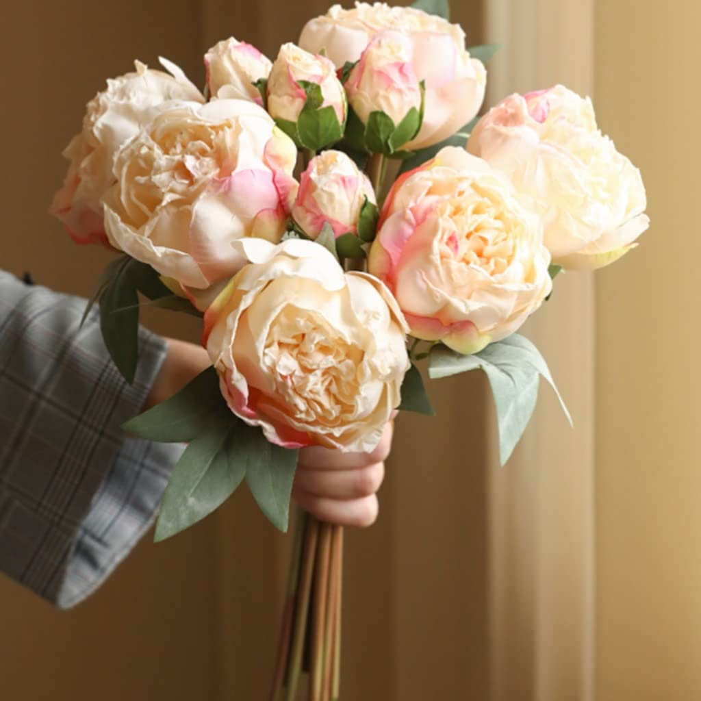 XDLEDMKIZ Beautiful Artificial Flowers, Fake Peony Flowers for Home Wedding Bouquets Centerpieces, Simulation Floral Arrangements