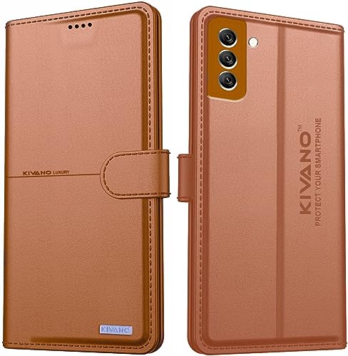 Image of KIVANO Compatible with Samsung Galaxy S21 FE 5G Flip Cover | Leather Finish | Inside Pockets & Inbuilt Stand | Shockproof Wallet Style Magnetic Closure Back Cover Case