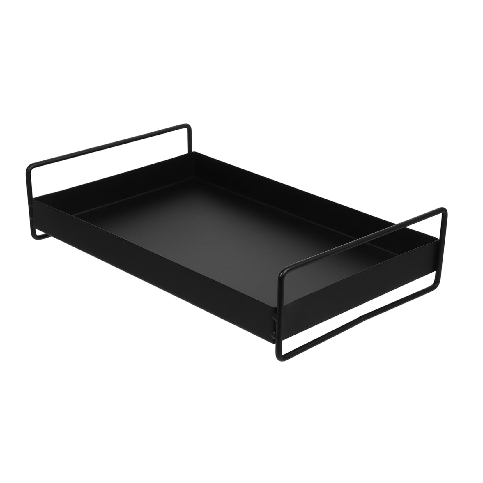 Bandeja de Metal Rectangular Negra con Asas, Hierro, 1 Pieza