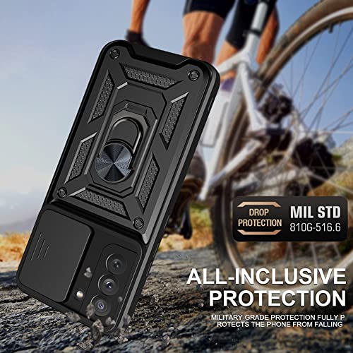 Image of Generic Gizzo India Armor Case Compatible With Samsung S21 Fe 5G|Military Grade Protection|Magnetic Stand 360|Camera Protection|Anti-Scratch|Anti-Fingerprint|Multi-Layer Protection (Black)-Tpu+Plastic
