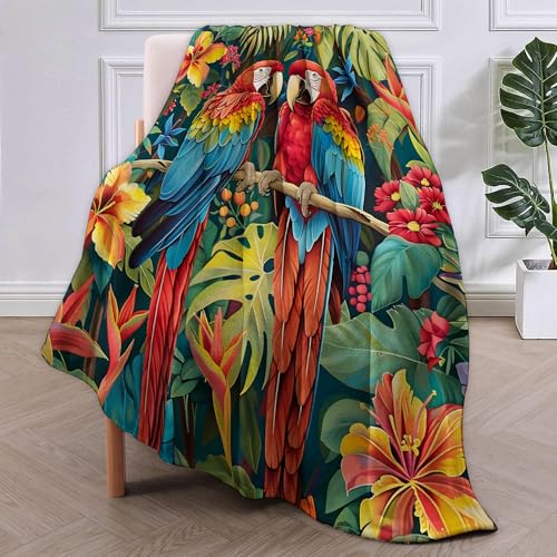 Couverture flanelle perroquet pour des soirées cocooning au salon - 3