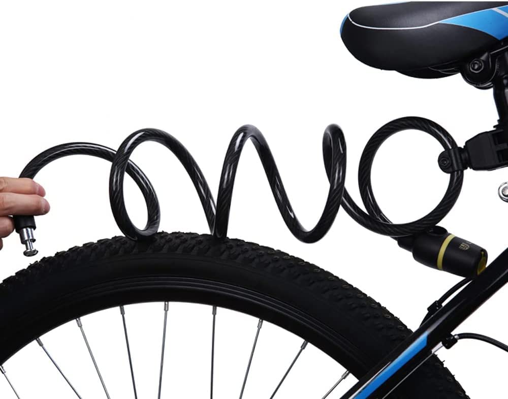 Lucchetto ad Anello per Bicicletta, Lucchetto antifurto con Cavo in Acciaio Rivestito in PVC Spesso per Mountain Bike, motociclette, Bici elettriche (Nero 150 cm)