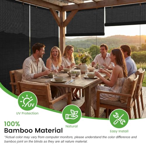 Image of BAYUE Bamboo Blinds, Roll Up Window Shades with Light Filtering for Home