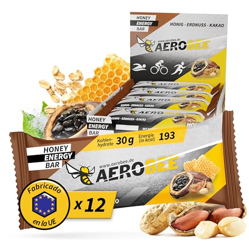 AEROBEE Energieriegel - Einzigartiger Powerriegel aus Honig & Kaffee (12mg Koffein) 12x50g - Haferriegel ohne Zucker idealer Ausdauer- & Energieriegel,...