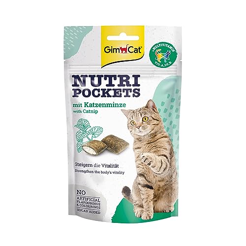 GimCat Nutri Pockets menta de gato - Snack crujiente para gatos, con relleno cremoso e ingredientes funcionales - 1 bolsa (1 x 60 g)