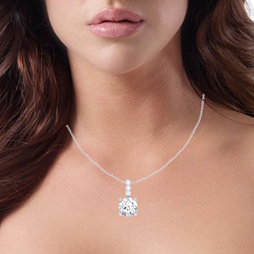 Clara 92.5 Sterling Silver White Gold Plated Round Brilliant Solitaire Pendant Chain Necklace for Women & Girls - Image 5