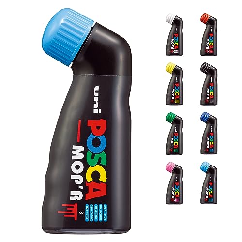 Image of Multicolor Posca Markers, Mop'R Posca Paint Markers with XXL 3-19mm Round Tip for Any Surface, ACMI-Certified Non-Toxic Formula, Uni Posca MOPR Light Blue