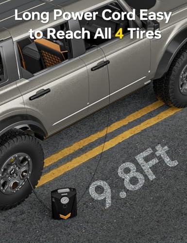 Image of Portable Digital Tire Inflator Air Compressor with LED Display, 150 PSI Rechargeable Cordless Air Pump,Pressure Inflator for Car & Sports Balls Multiple Nozzles and USB Charging Cable (BIG PUMP NEW)