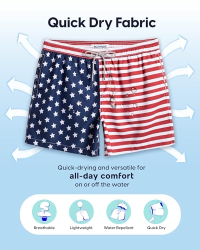 Image of maamgic Mens Swim Trunks 5 Inch with Mesh Lining, Quick Dry Mens Bathing Suit, Swim Shorts for Swimming and Beach