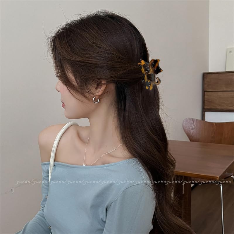 2pcs Winter Cat Hair Clips - Cute Black Brown Cat Claw Clips Small Size Winter Hair Claw Clips for Thin/Thick Hair Style, Acrylic Hair Clips Accessories for Women Girls Holiday Party Gifts - Image 2