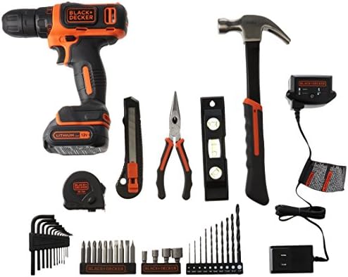 BLACK+DECKER 12V Drill & Home Tool Kit, 42 Piece (BCPK1249C)