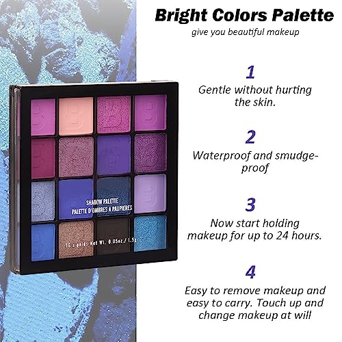 Evpct 16 Colors Glitter Shimmer Matte Light Navy Blue Purple Pink Eyeshadow Makeup Palette Pallet Waterproof Highly Pigmented Smokey Pressed Sparkly Shiny Eye Shadow Paletas De Sombras Para De Ojos #TOP3
