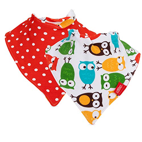 Nuby 2-pk Dribble Catcher Bandana bibs, Super Absorbent Drool Bib with Soft Comfort Neckline, Neutral2