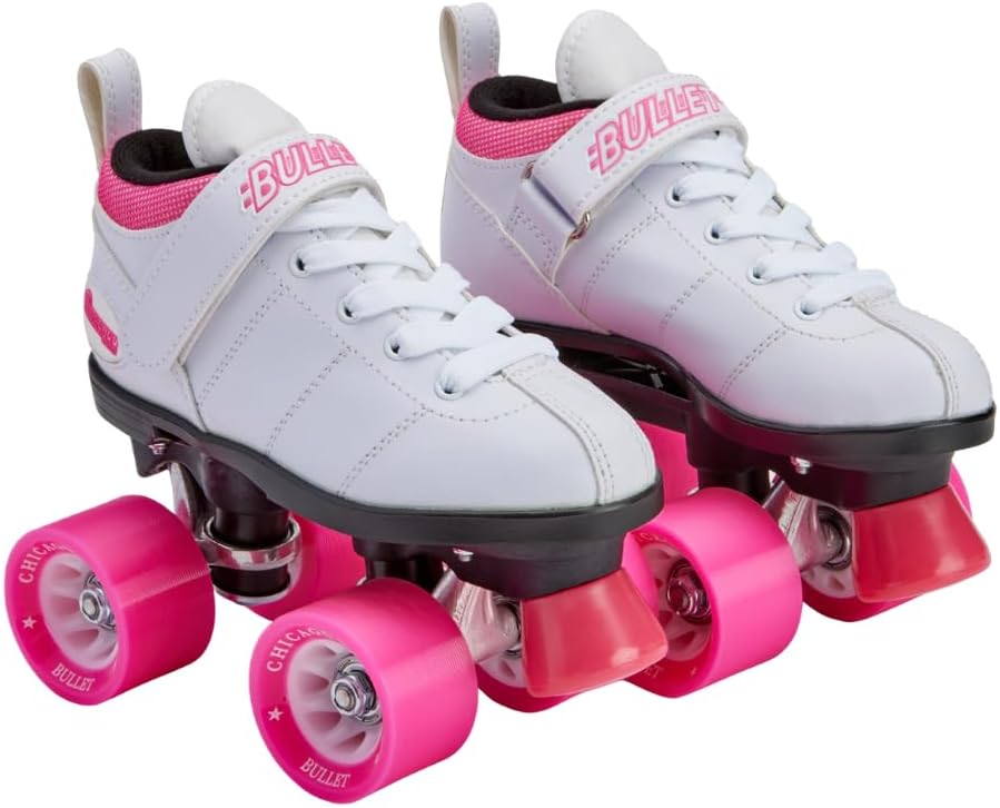 Chicago Skates Bullet Speed Quad Roller Skates – Durable, Top Performance Indoor/Outdoor Youth Skate Shoes for Women Men Beginner 62mm Urethane Wheels Low-Cut Ankle Boots for Agility Chicago Skates Bullet Speed Quad Roller Skates – Durable, Top Performance Indoor/Outdoor Youth Skate Shoes for Women Men Beginner 62mm Urethane Wheels Low-Cut Ankle Boots for Agility
