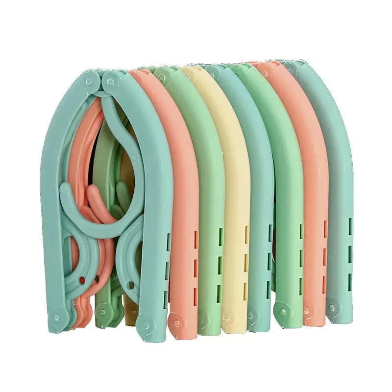 10pc Multiple Color Travel Hangers, Portable Folding Clothes Hanger Plastic Accessories Foldable Drying Rack for Camping Home Use