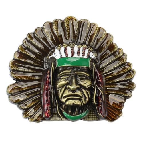 Hebilla de cinturón jefe indio y joyería de cabeza tribal para pantalones vaqueros de hombre