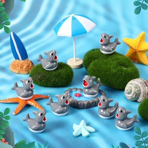 Image of 50 Pcs Shark Ducks Toy Figures, Mini Resin Ducks Bulk, Tiny Duck Figurine Dress up Game Toy for Summer Party Favors (Shark Duck)