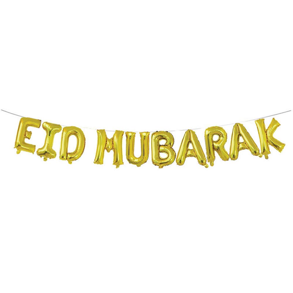 Gold EID MUBARAK Reusable Helium Balloons for Muslim EID Party Decoration Gift