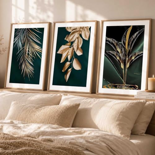 Image of kotart Decorative Nature inspired Wall Art Home Decor Painting | Aesthetic Poster With Frame For Living Room Bed Room Hotel Wall Decor Digital Reprint Set of 3 (35x37 Inch)