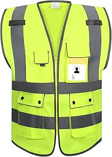 RYACO Reflective Vest, High Visibility ANSI Class 2 Safety Vest with Reflective Strips, 8 Pockets and Front Zipper, ANSI/ISEA Standards