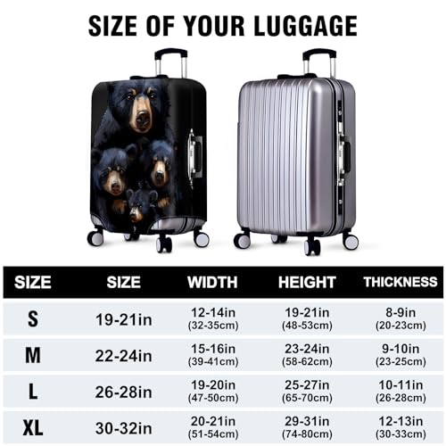 Travel Luggage Cover Suitcase Protector Scratch-Resistant Fit Not Included Suitcase Bear Family XL-30-32in 7