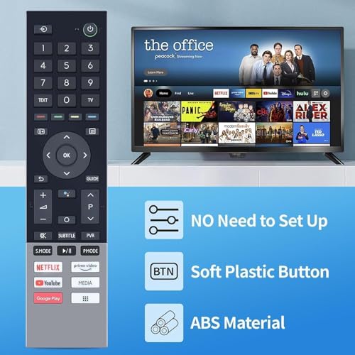 Image of Compatible with Toshiba Smart Tv Remote Without Voice - Hot Keys Netflix, Prime Video, Media, Google Play, YouTube and Media Use for LCD LED OLED QLED UHD 4K Android TVs