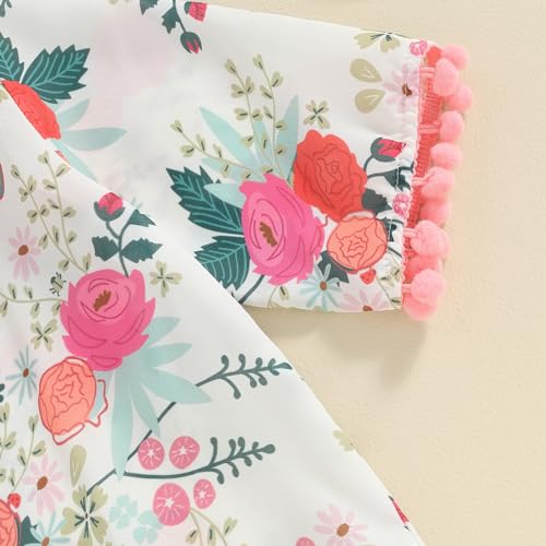 Toddler Girl Swimsuit Cover Up Boho Floral Short Sleeve Open Front Beach Cover Ups Shirt Beachwear3
