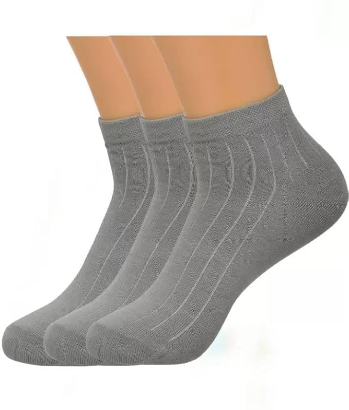 Men's Premium Bamboo High Ankle Socks Pack of 3, Cotton Spandex Blend, Soft Breathable Stretch Casual Sports Gym Daily Wear Moisture Wicking Free Size Multicolour Socks-image-47
