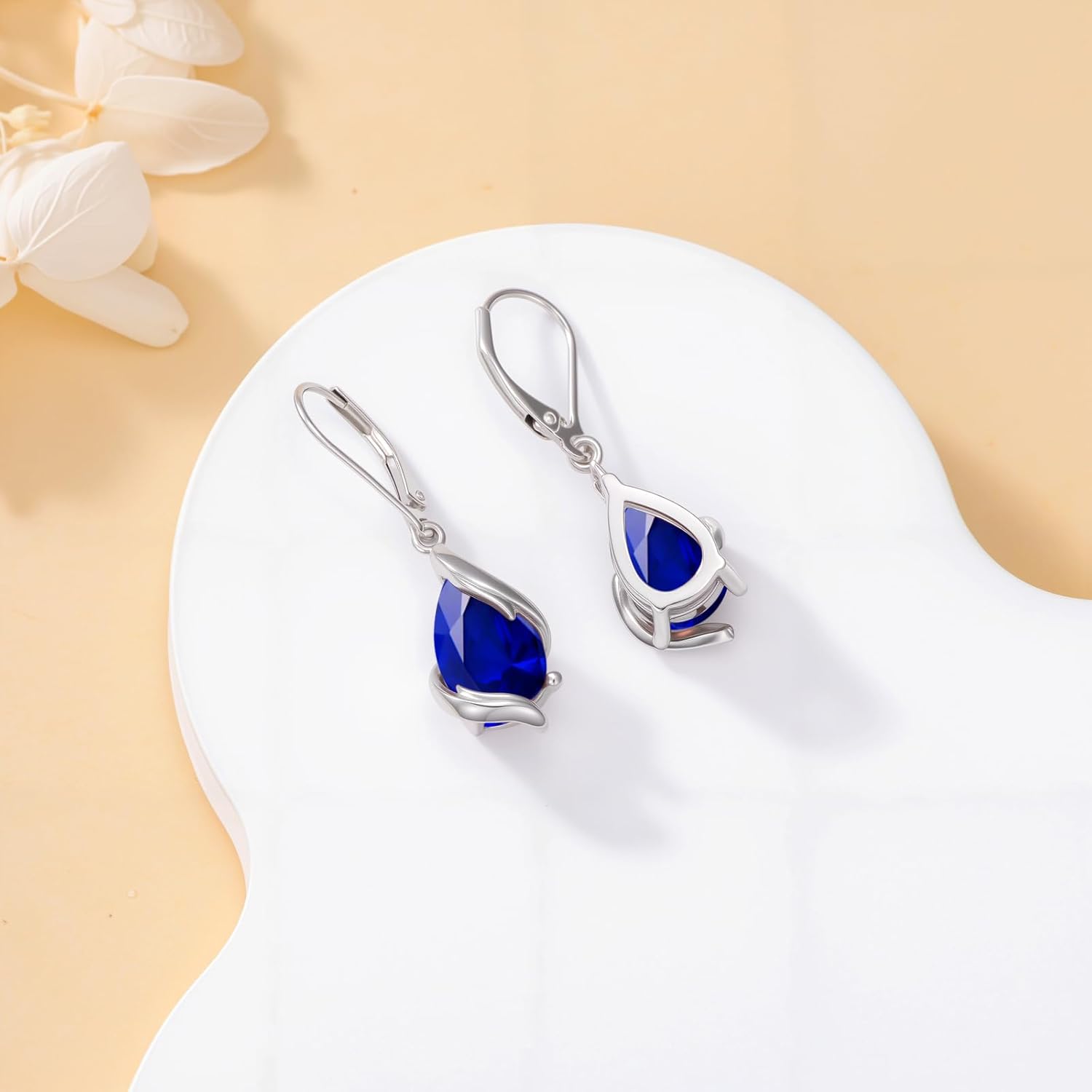 Birthstone Earrings for Women 925 Sterling Silver Teardrop Dangle Earrings Fine Jewelry Anniversary Birthday Gifts for Her Wife Mom - Image 5