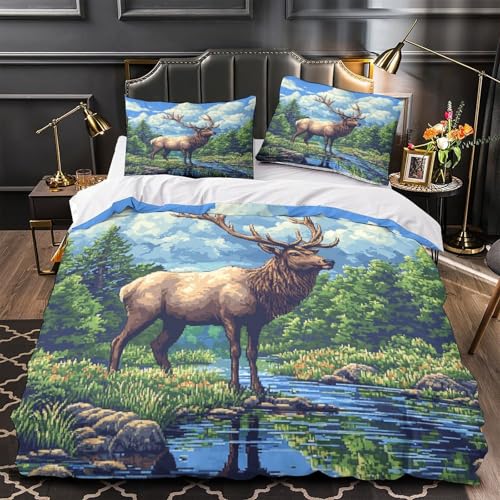 Housse de Couette Éléphant Fleurs 3D infroissable en microfibre douce avec zip
