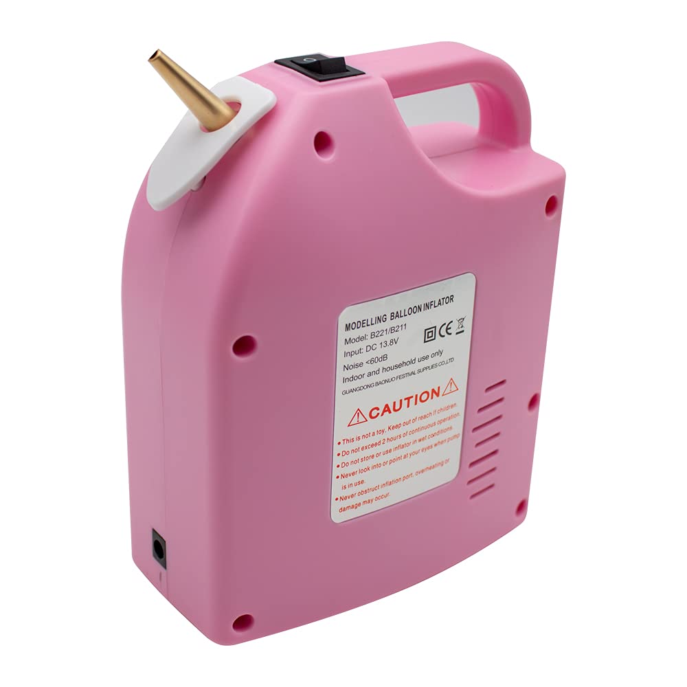 Toplionace Inflador Largo Recargable del Aire del Globo, Bomba de Aire Inalámbrica Portátil DC 12V del Globo (Rosa)