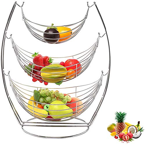3 Niveau Hamac Fruit Basket Fruit Support en Métal Bols De Fruits avec Une Grande Capacité De Stockage Moderne Cuisine Worktop Display Stand