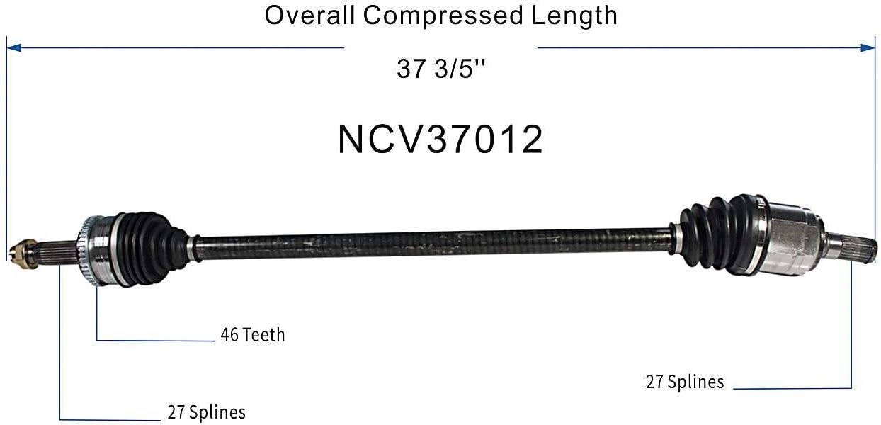 GSP NCV37012 CV Axle Shaft Assembly for Select 2011-16 Hyundai Elantra - Front Right (Passenger Side)