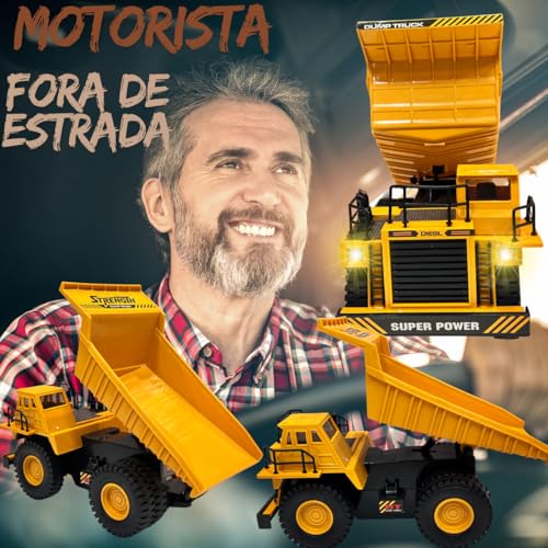 Carrinho Caminhão Controle Remoto Fora de Estrada Bateria Recarregável Caçamba Basculante Móvel 7 Fu