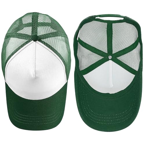 Image of Falari 5-Panel Mesh Baseball Cap, Trucker Hat, Structured Plain Design, Cotton, Adjustable Size