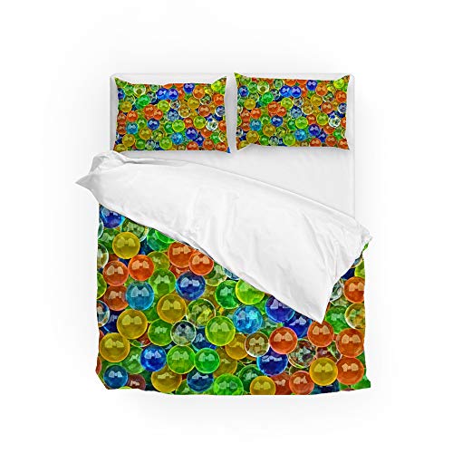 Parure de lit King Size polyester imprimé boules housse de couette 3 pièces