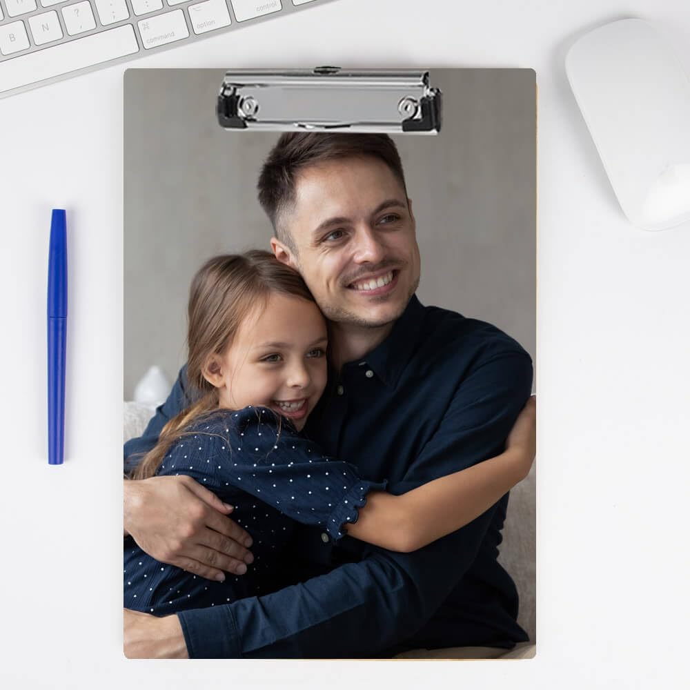 Portablocco fotografico personalizzato - Portablocco rigido in legno con foto stampata - Clip rigida bianca personalizzabile