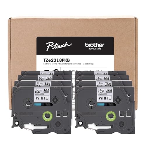 Image of Brother TZe-231 Laminated Label Tape, Black on White, 8 Pack, 1 /2 inch x 26.2 ft (12mm x 8m) Per Roll