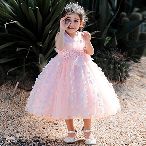Robe princesse enfant rose sans manches pour tenues de cérémonie - 2