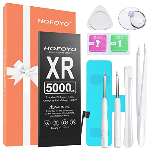 HOFOYO 5000mAh Battery for iPhone XR (Upgraded), Ultra High Capacity Replacement 0 Cycle Battery Compatible with iPhone XR Battery, with Instruction and Professional Replacement Tool Kits